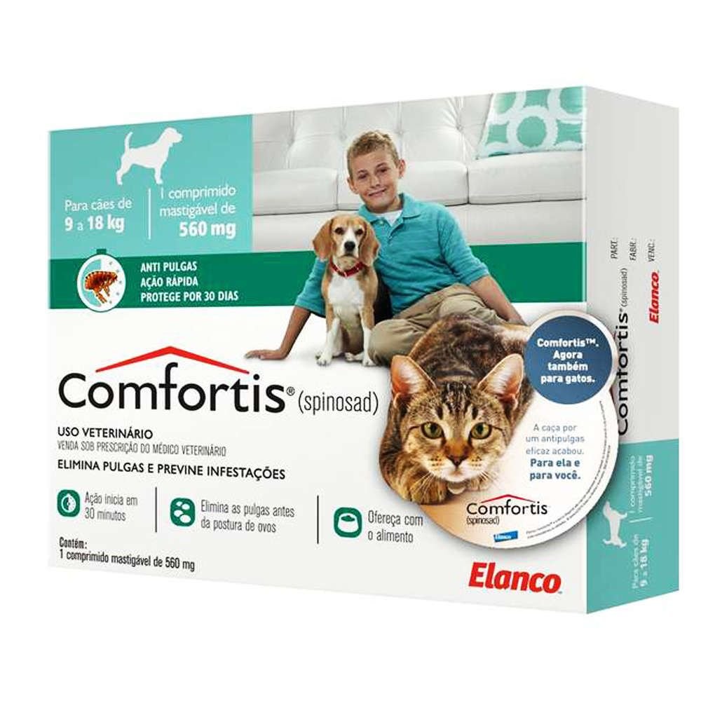 Comfortis 560 Mg Elanco Comprimido Anti-pulgas para Cães e Gatos